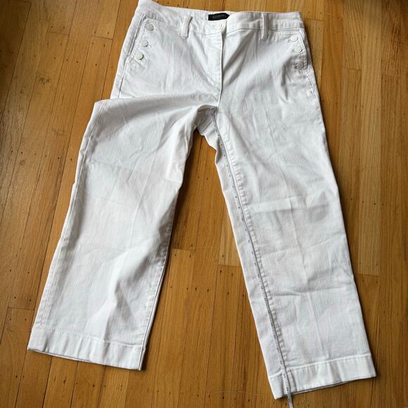 Talbots White Straight Leg Cropped Denim Pants Size 8 Casual Mature Coastal - Picture 5 of 8
